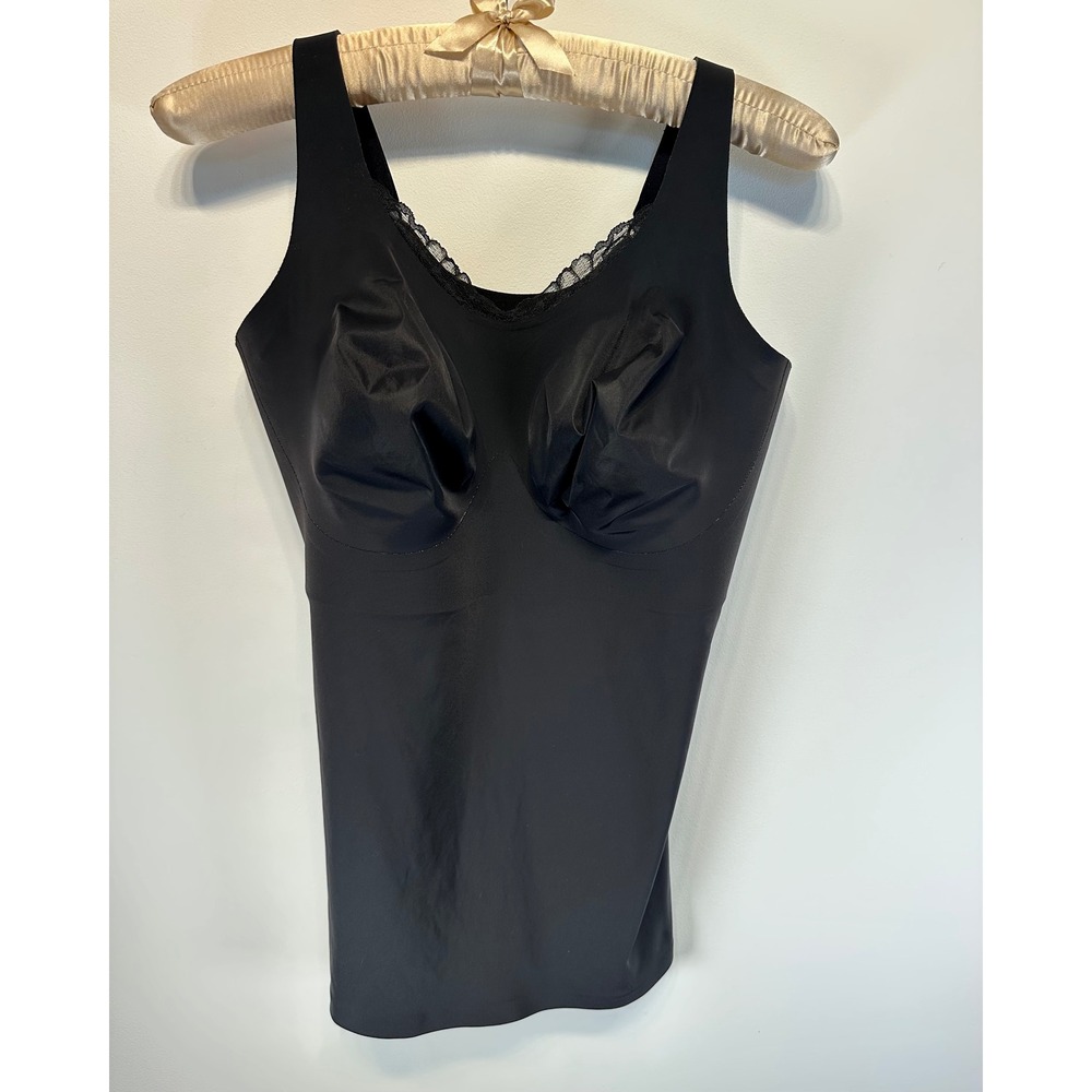 Evelyn & Bobbie Black Cami Bra Lace Trim Seamless Wireless Tank Top 2X